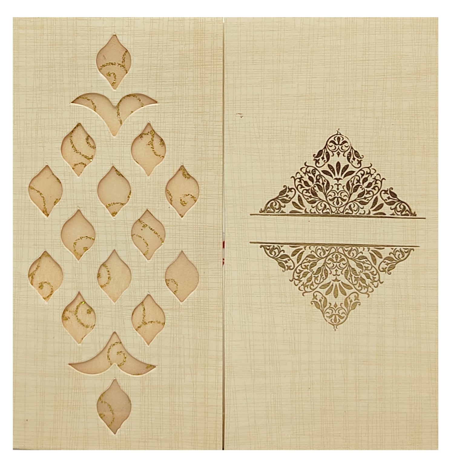 Sandal Metallic Laser Cut Invitation With Sandal Wolly Foil-KNRP4344S