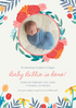Blue Floral Baby Birth Announcement Invitation-King of Cards