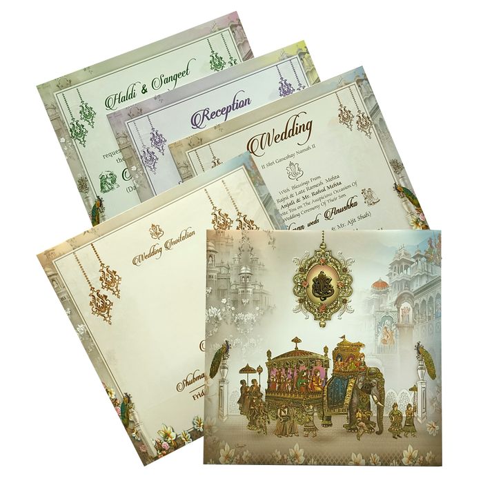 Grey Traditional Padded Wedding Card-King of Cards