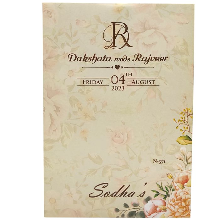 Cream Tracing Sheet Wedding Card-King of Cards