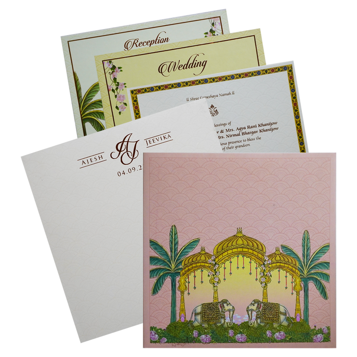 Pale Salmon Pink Wedding Card-King of Cards