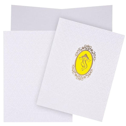 Lovely Ganesha With Yellow Backdrop Wedding Card - KNK2450