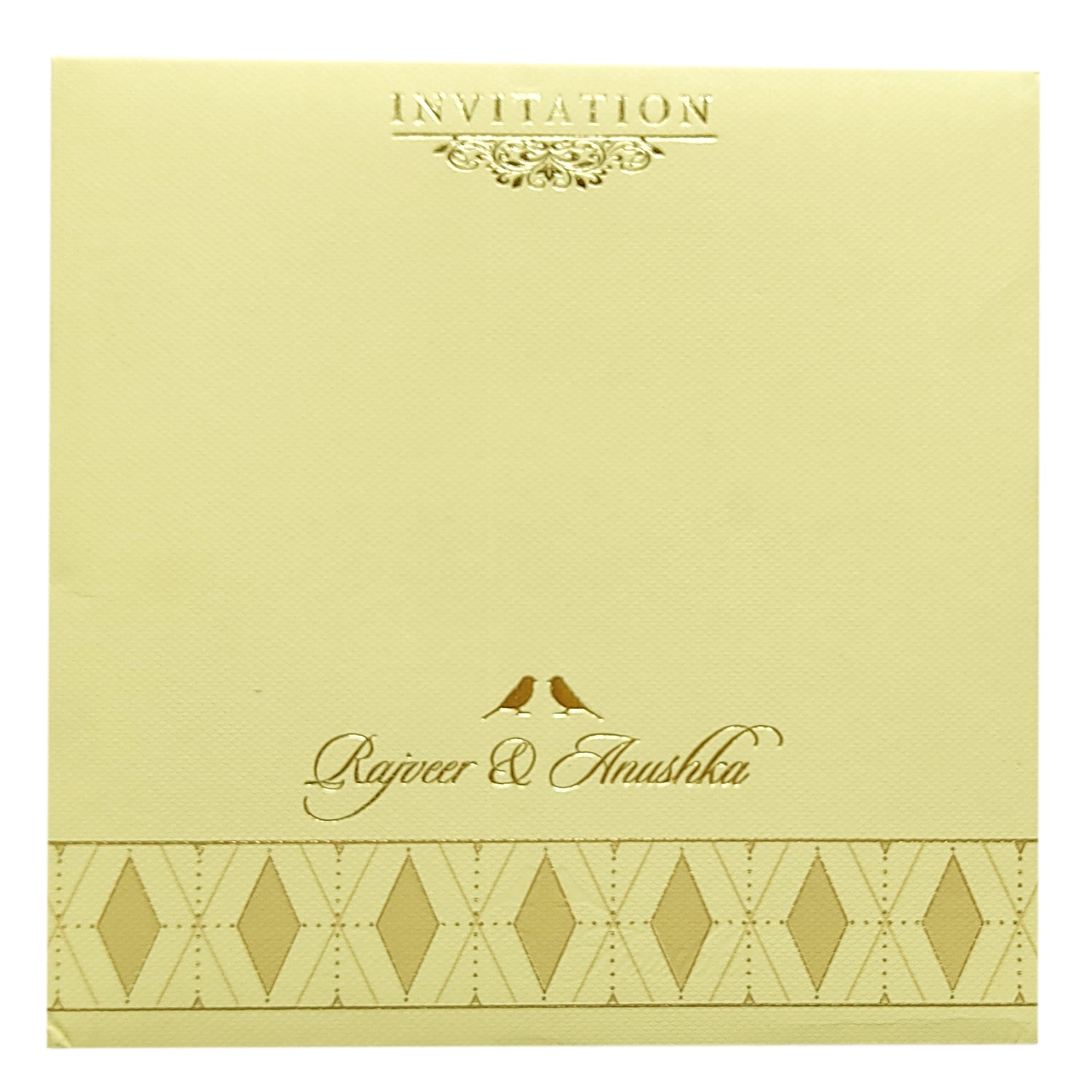 Cream Green Padded Invitation Card-KRC29180