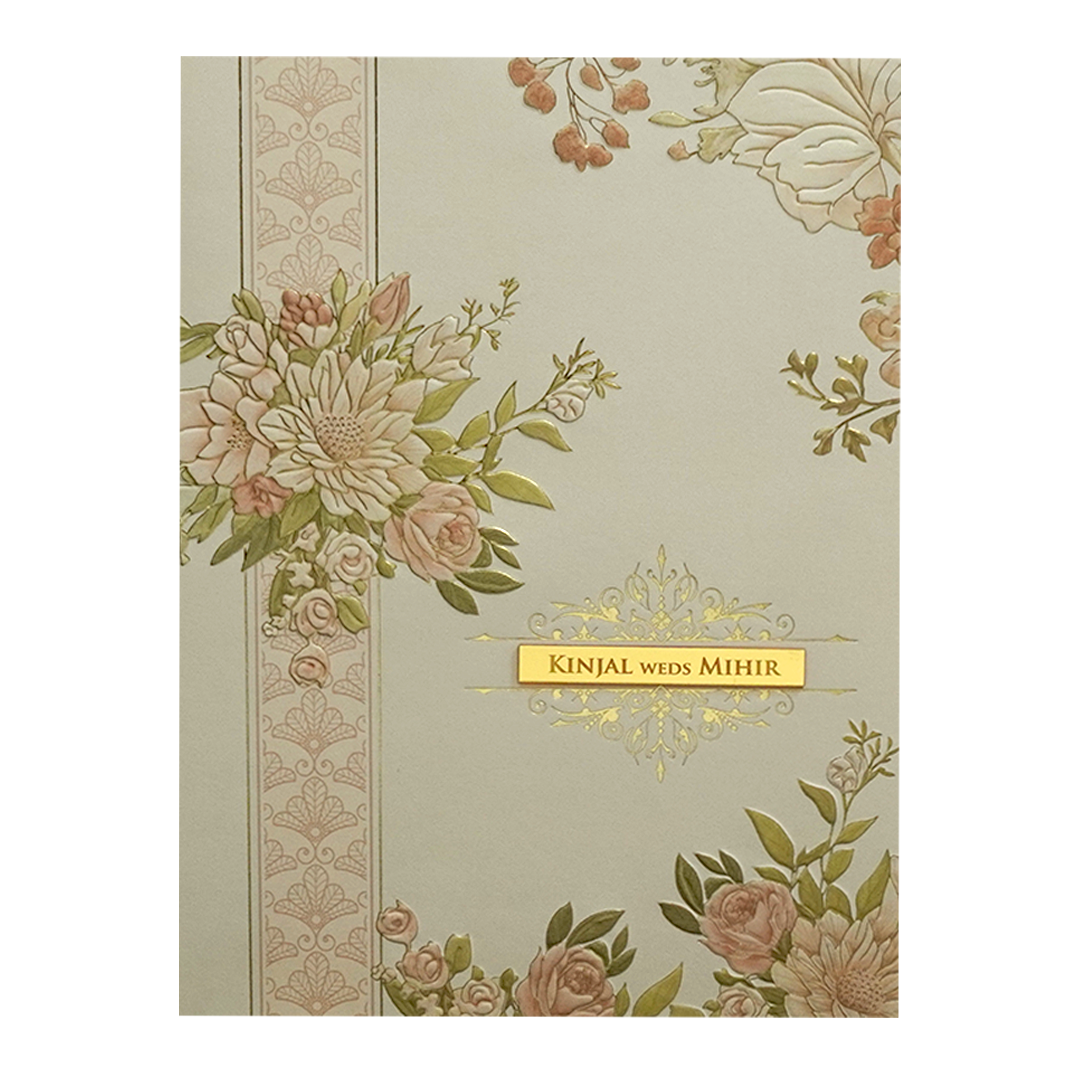 Cream Floral Marriage Card-KPR09730