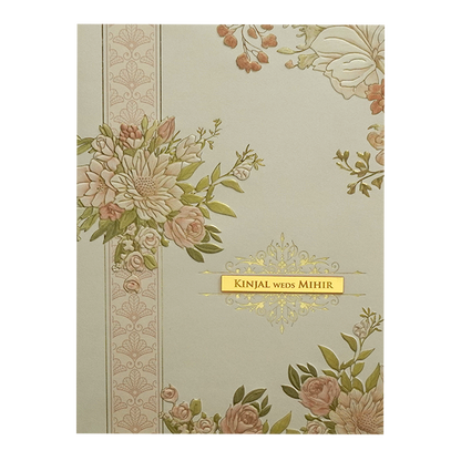 Cream Floral Marriage Card-KPR09730