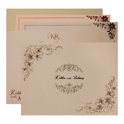Check out Pink Floral Padded Wedding Card at best price. ✅WhatsApp Support ✅Express Delivery.|King of cards.
