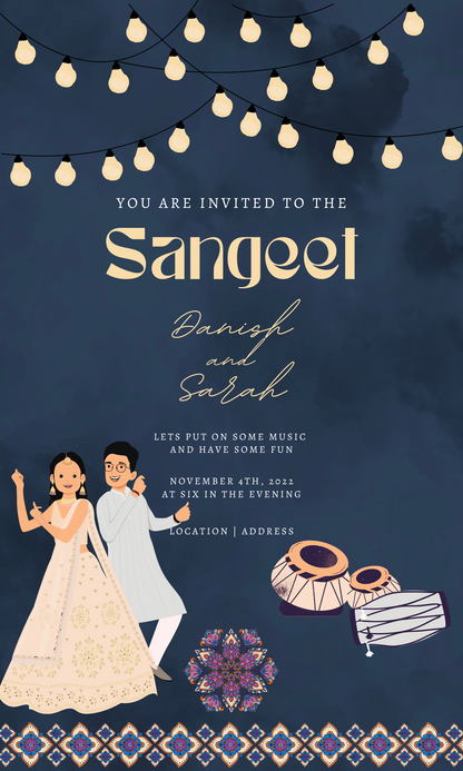 Colorfully Creative Sangeet Invitation-AASAN002