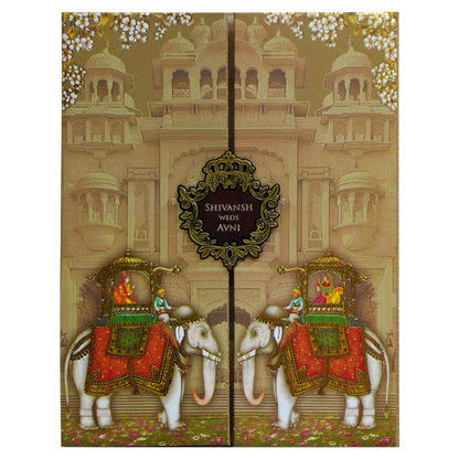 Pale Beige Brown Wedding card-KVN06800