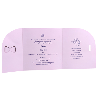 Light Pink Bow Twofold Wedding Card-KNTH9602P