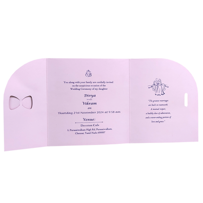 Light Pink Bow Twofold Wedding Card-King of Cards