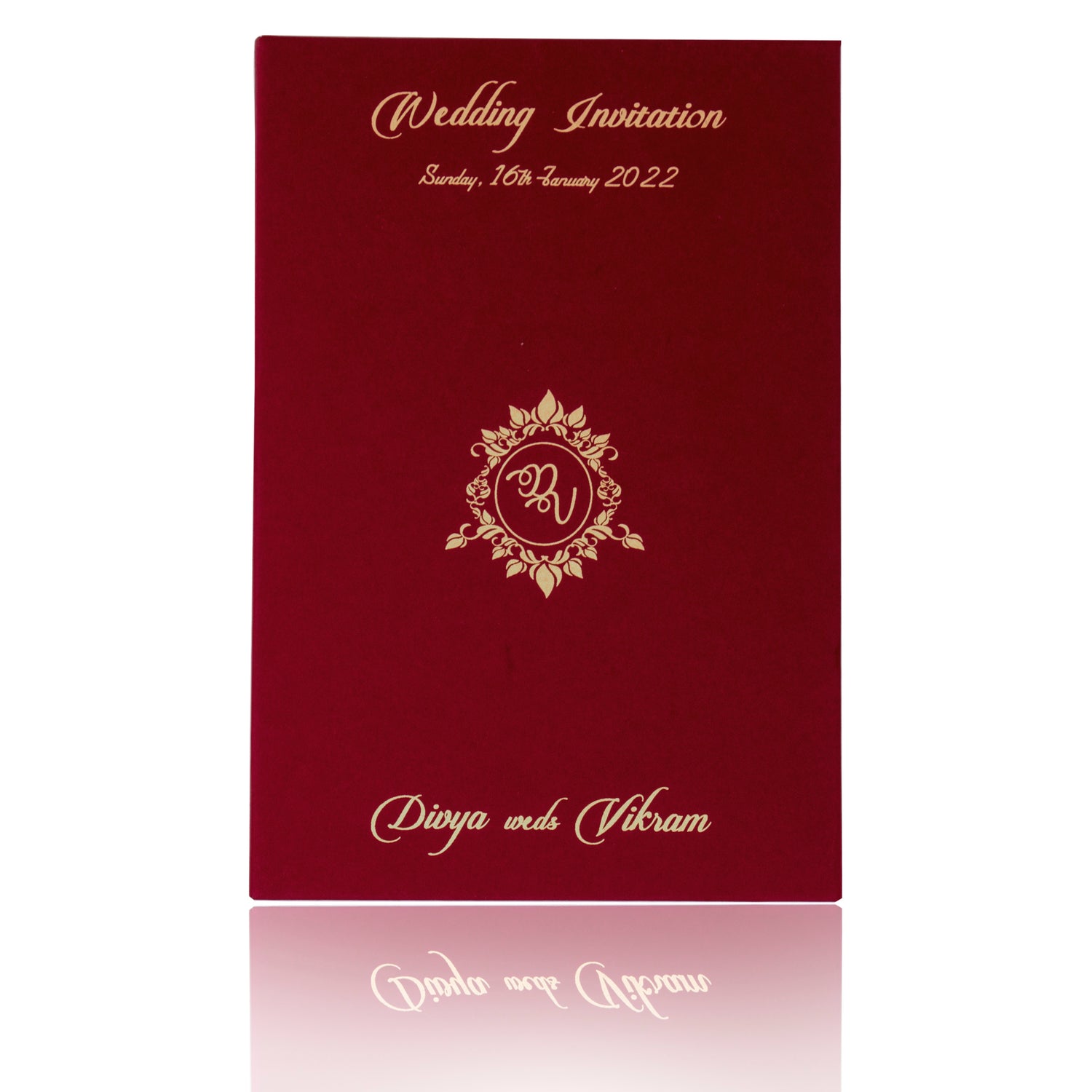 Gold Acrylic Floral Wedding Invitation Card-KNAG3704R