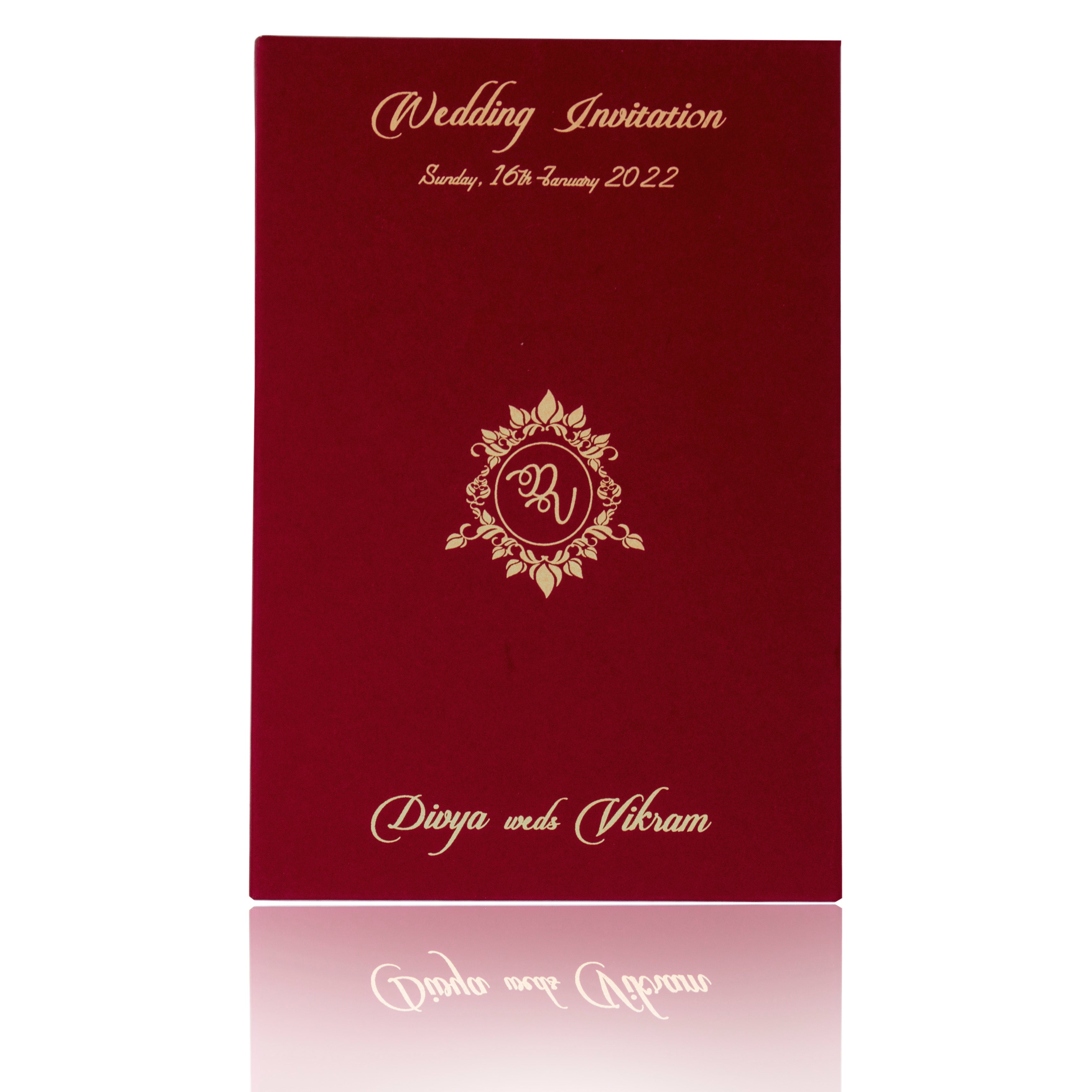 Gold Acrylic Floral Wedding Invitation Card-KNAG3704R