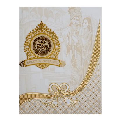 White Radhe Krishna Invitation Card-King of Cards