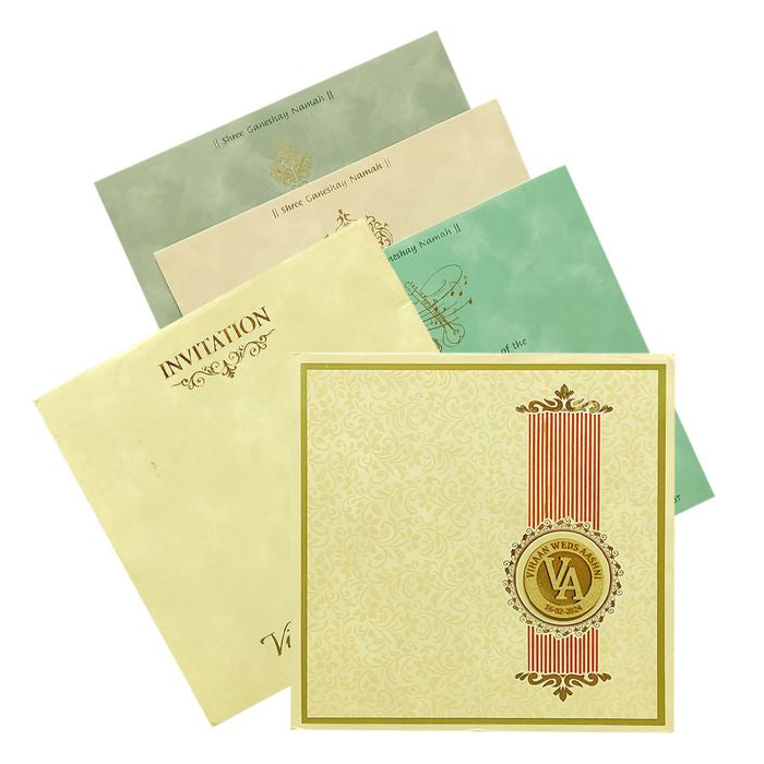 Cream Floral Padded Wedding Card-King of Cards