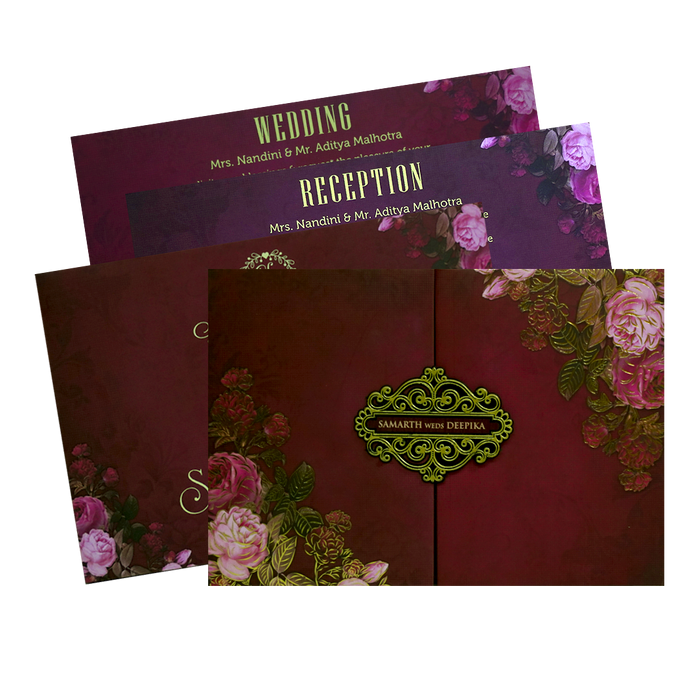 Mauve Pink Floral Invitation-King of Cards