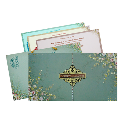 Check out Green Floral Padded Wedding Card at best price. ✅WhatsApp Support ✅Express Delivery