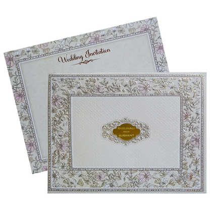 Grey Floral Padded Invitation-King of Cards