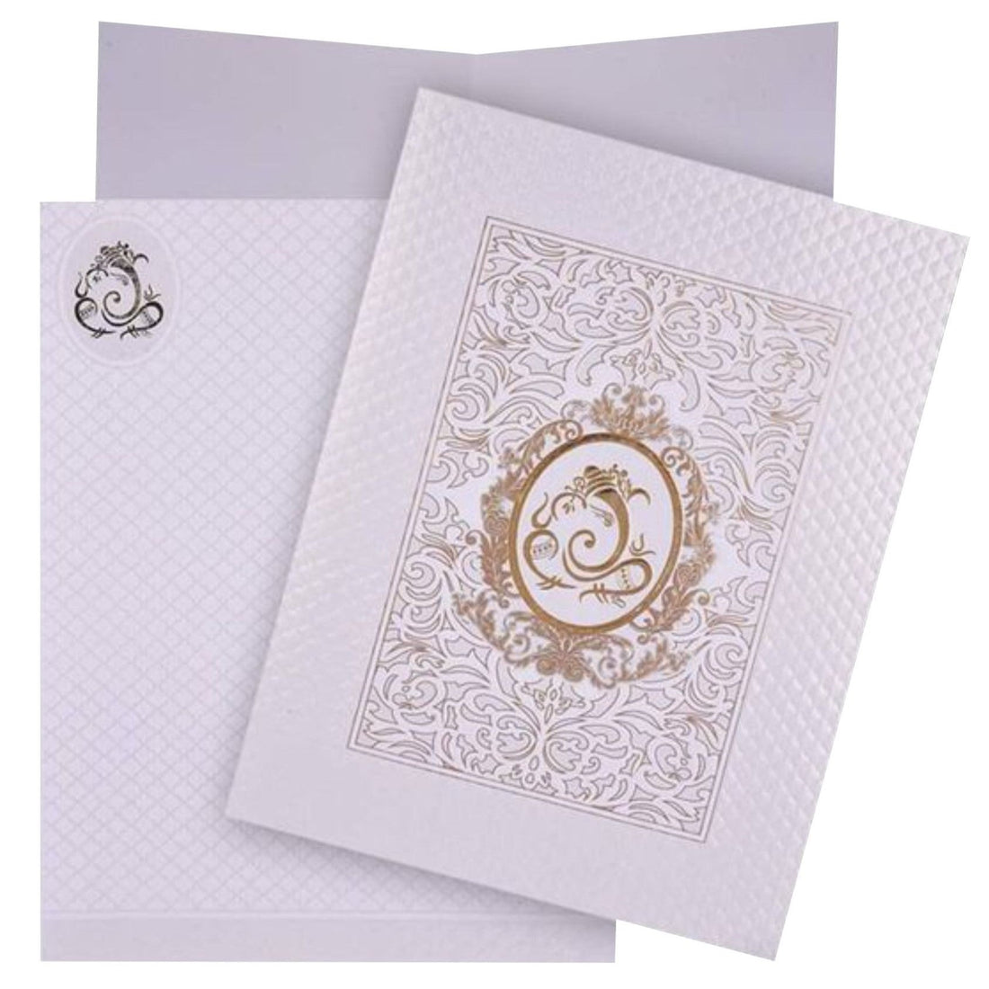 Elegant and attractiveWhite gold design ganeshainvitation card! Buy now! &amp;