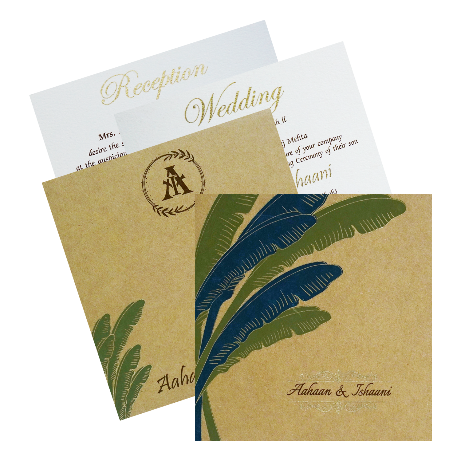 Brown Banana Leaf Invitation-KRC30210