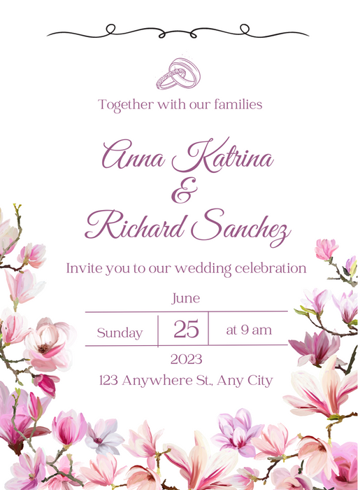 Grey Floral Christian Wedding Invitation-AACWI010