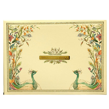Cream Peacock Padded Invitation Card-KRC29531