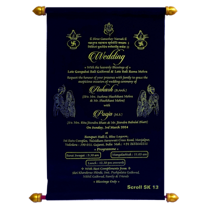 Dark Navy Blue Velvet Scroll Card-King of Cards
