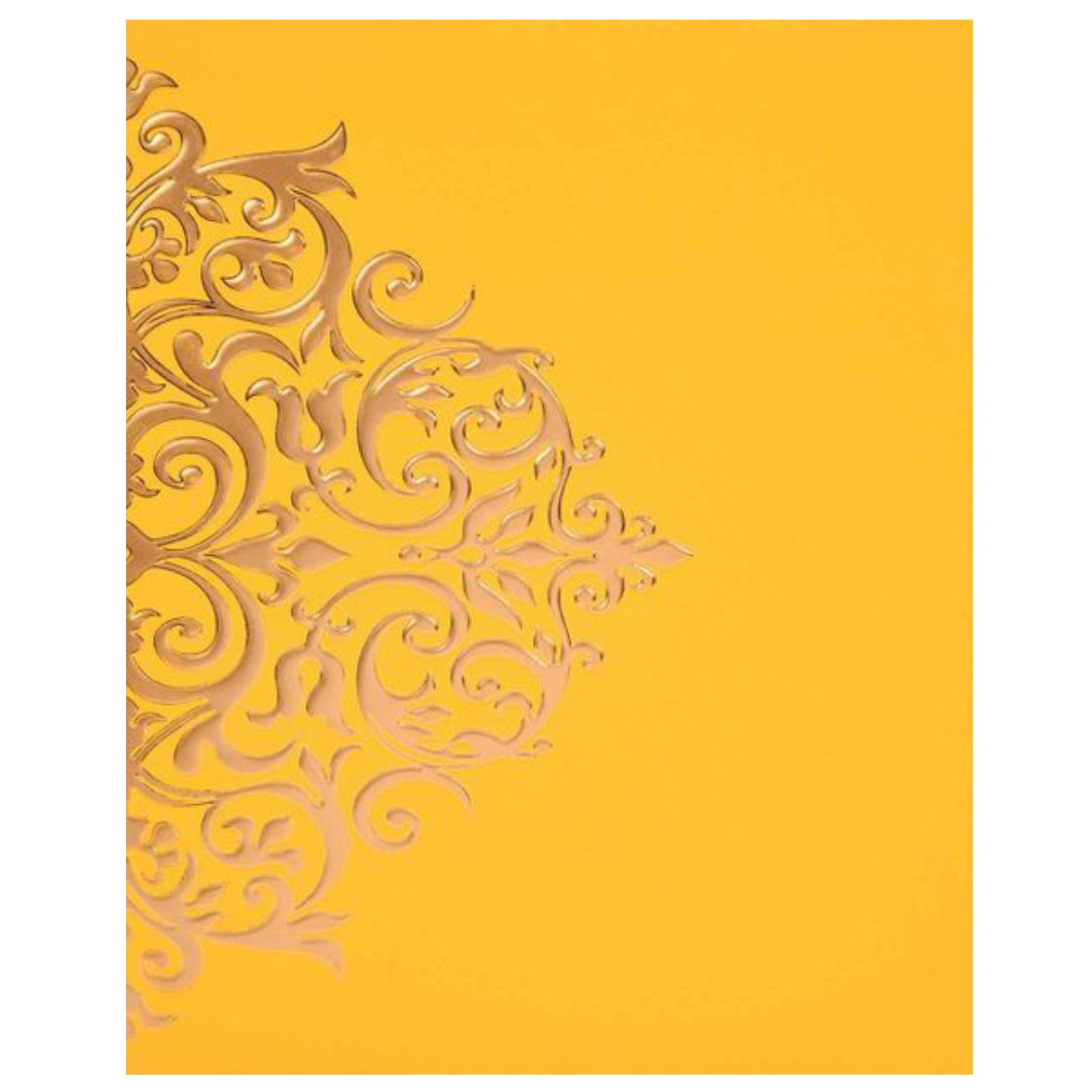 Embossed Gold Design With Yellow Shading Wedding Card - KNK30321