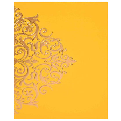 Embossed Gold Design With Yellow Shading Wedding Card - KNK30321