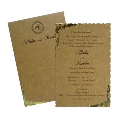Khaki Brown Foil Invitation-King of Cards