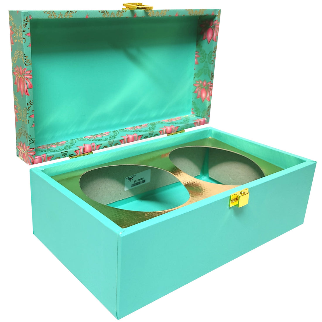 Green With Pink Floral Box Invitation-KBX0106