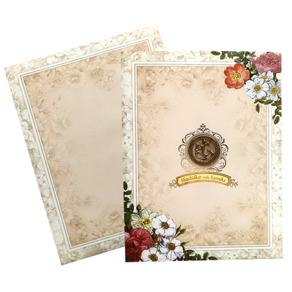 Peach Floral Nameplate Invitation Card-KNKJ1120