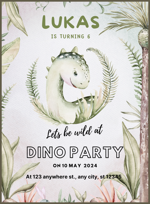Vibrant Bash Dinosaur Invitation-AADII010