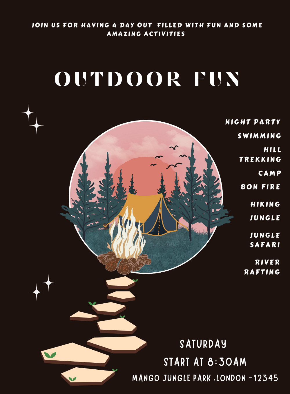 Vibrant Camp Outdoor Fun Invitation-AAOUT004