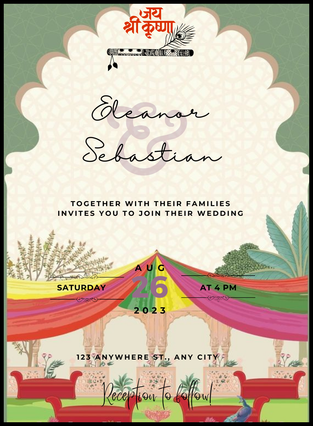 Vibrant Floral Gujarati Wedding Invitation&