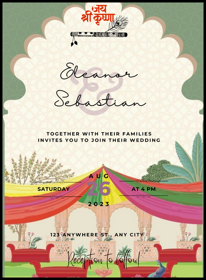 Vibrant Floral Gujarati Wedding Invitation&