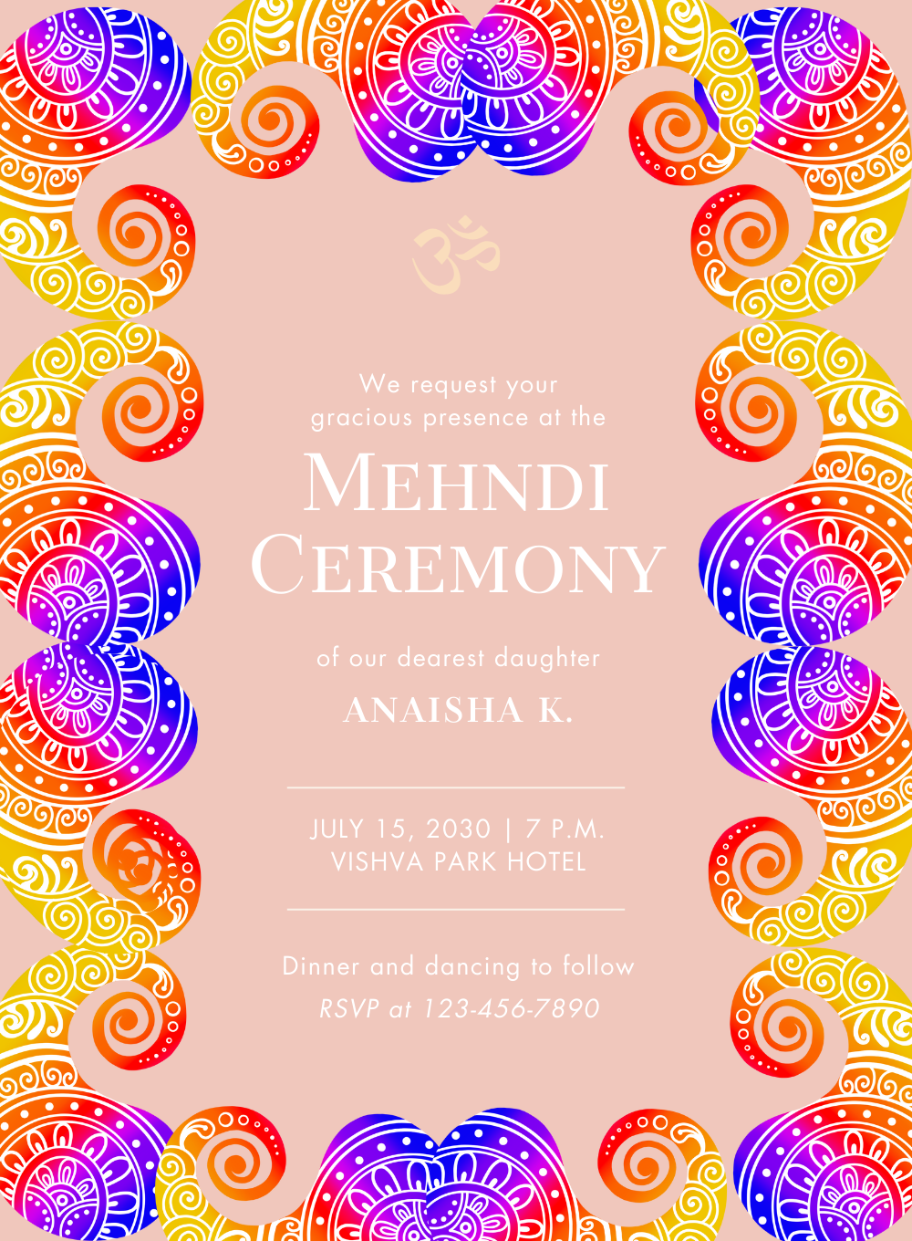 Vibrant Orange Mehndi Ceremony Invitations-AAMCI037