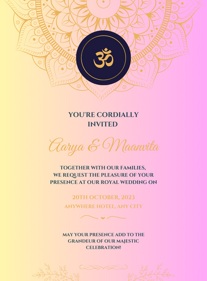 Vibrant Pink Hindu Wedding Invitation-AAHWI004