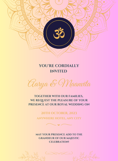 Vibrant Pink Hindu Wedding Invitation-AAHWI004
