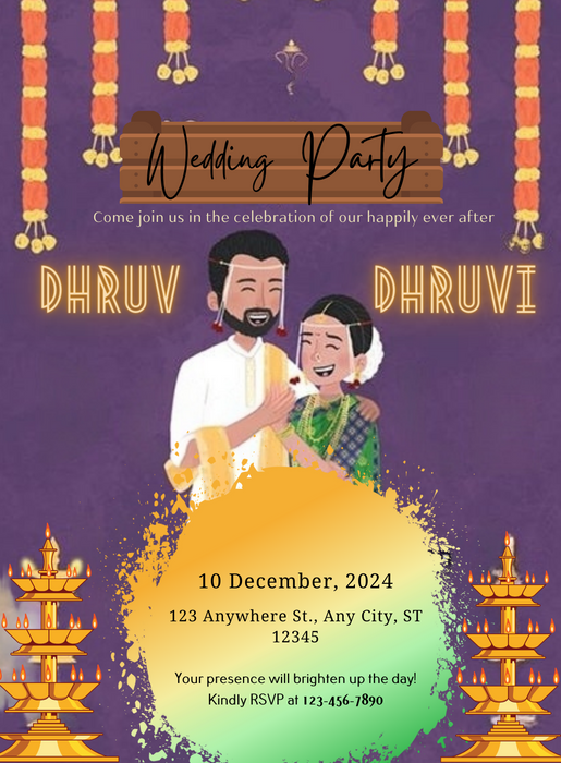 Violet Garlent Marathi Wedding Invitation-King of Cards