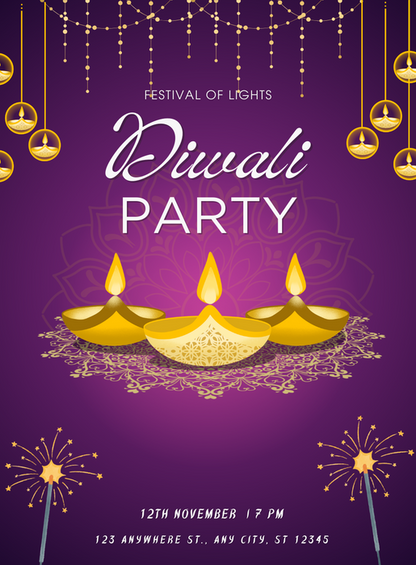 Violet Sparkle diwali Invitation-AADIW012