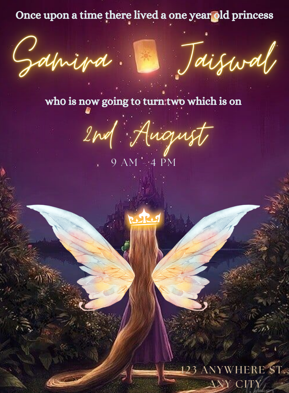 Violet Wings Princess Invitation-AAPNC007