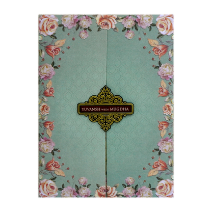 Glacial Green Floral Wedding Card-KVN07240
