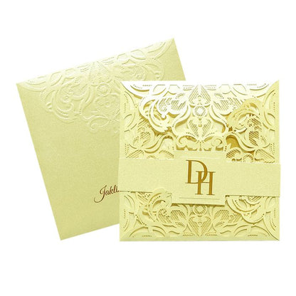 White Floral Laser Cut Invitation Card-King of Cards