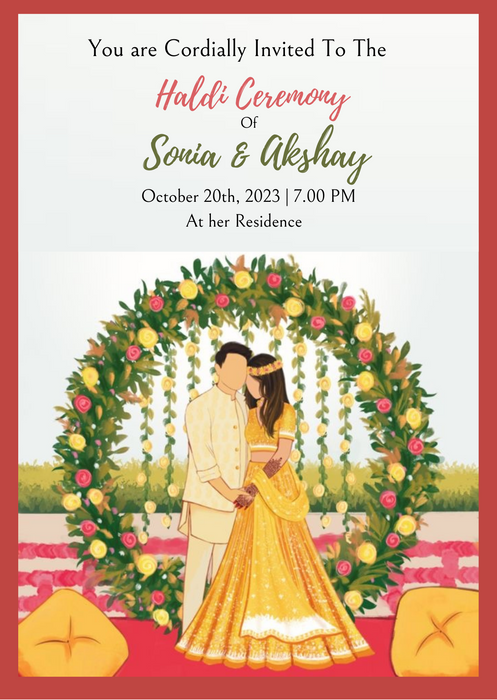 Golden Arch Haldi Ceremony Invitation-AAHCI003