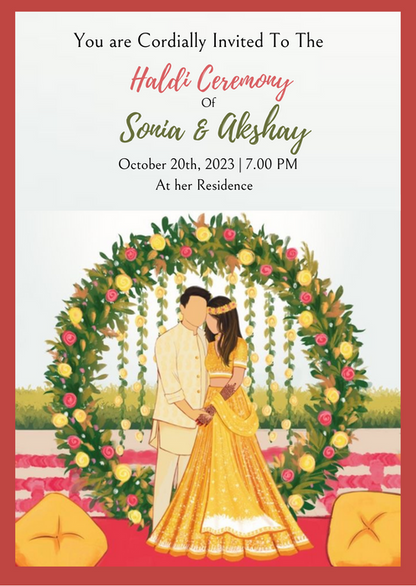 Golden Arch Haldi Ceremony Invitation-AAHCI003
