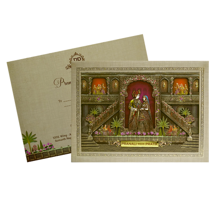 Pale Brown MDF Padded Invitation-KSI12380