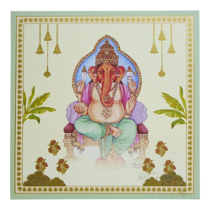 Cream Ganesha Wedding Card Design-King of Cards