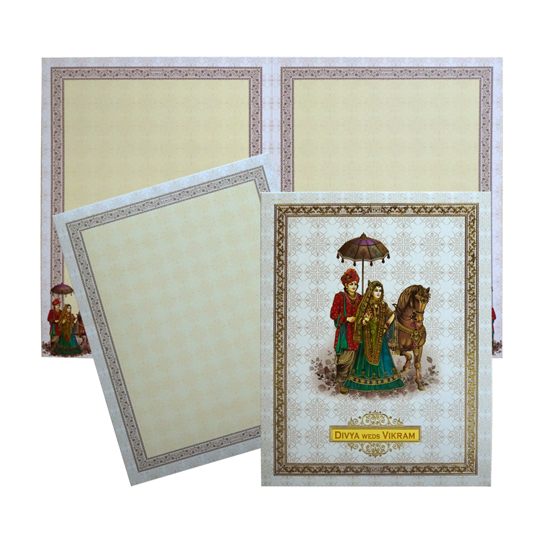 Ivory White Wedding Invitation-KNKN6310