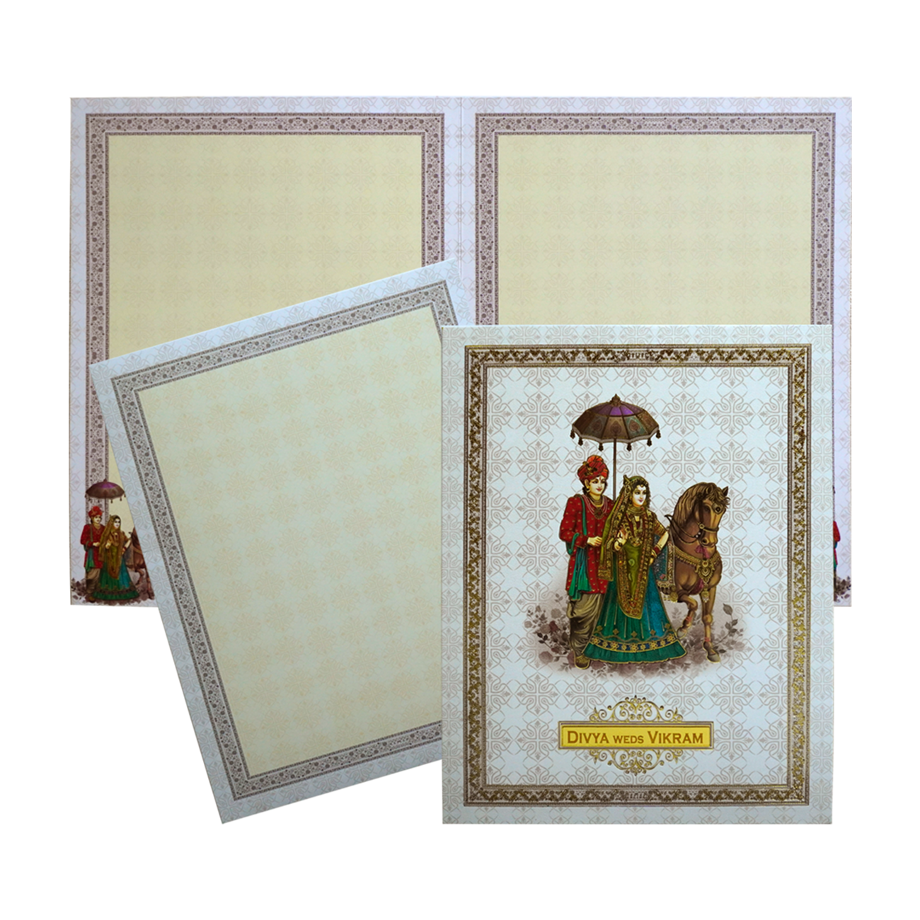 Ivory White Wedding Invitation-KNKN6310