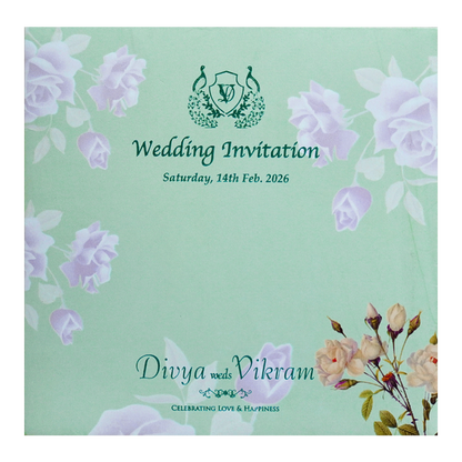 Green Pink Floral Invitation Card-King of Cards